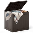 thumbnail image 1 of CONCETTA 31-Gallon Waterproof Deck Box, UV-Resistant Resin Outdoor Storage, Lockable Wide-Opening Lid, Garden Patio Storage Bench, Brown, 1 of 12