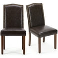 thumbnail image 1 of CONCETTA Dining Chairs Set of 2, Upholstered Fabric Kitchen Room Chairs, PU Leather, Brown, 1 of 8