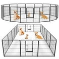 thumbnail image 1 of CONCETTA Dog Playpen Indoor Outdoor Fence, 16 Panel 32" Height Metal Exercise Puppy Pen with Door, For Large/Medium/Small Dogs, Black, 1 of 6