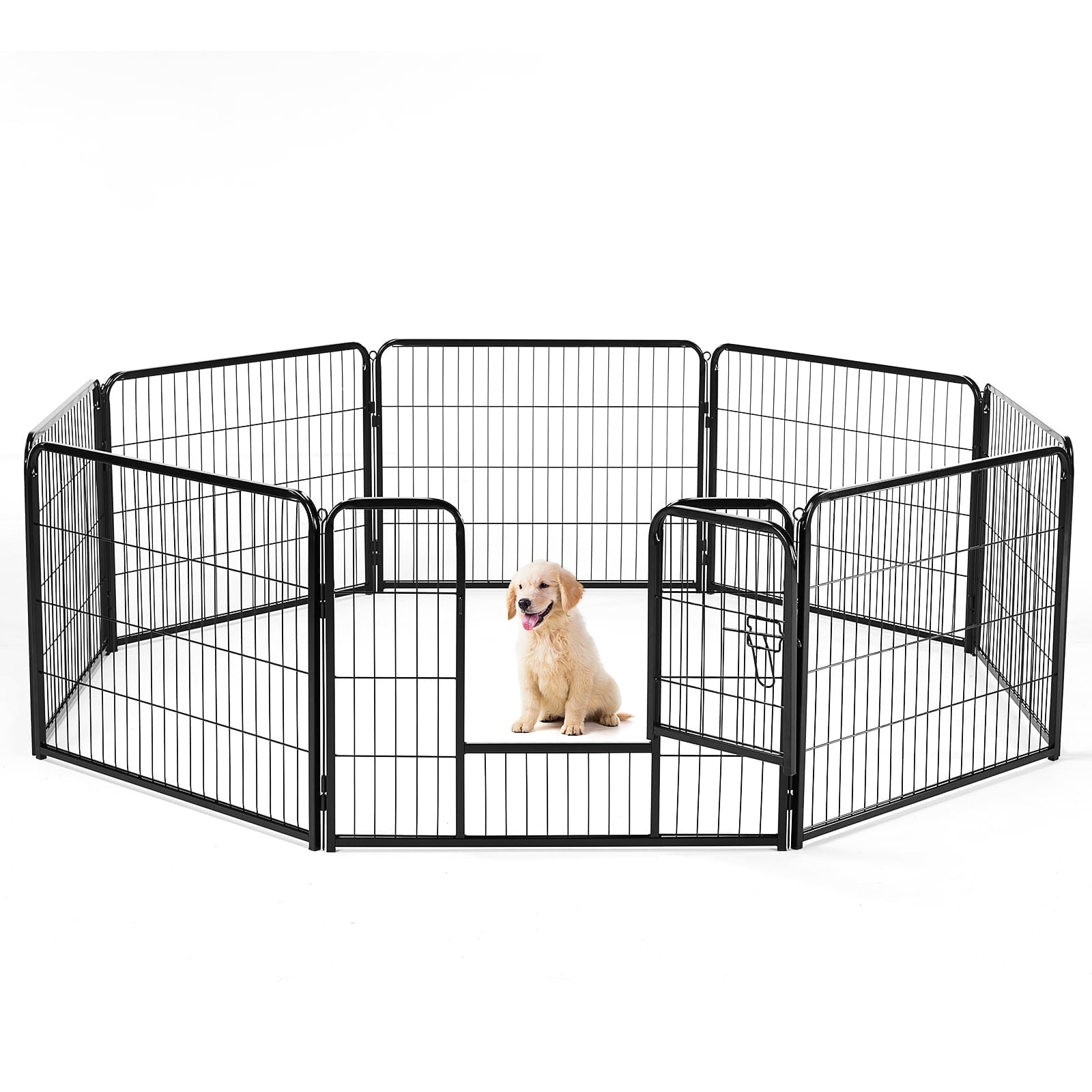 CONCETTA 8 Panel 24" Height Heavy Duty Dog Playpen, Indoor Outdoor Exercise Fence with Door for Dogs of All Sizes