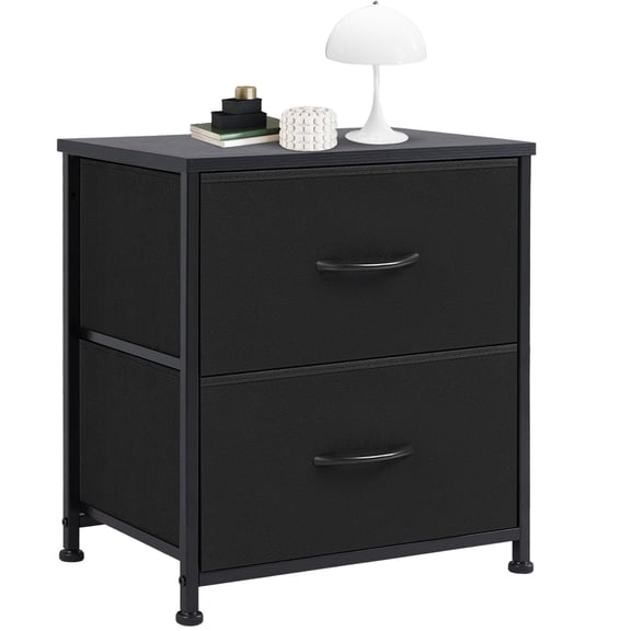 CONCETTA 2-Drawer Fabric Storage Dresser, Nightstand for Bedroom, Closet, Storage Furniture for Adults, Black