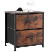 CONCETTA 2-Drawer Fabric Storage Dresser, Nightstand Bedside End Table for Bedroom, Dorm, Small Space, Storage Furniture for Adults, Rust