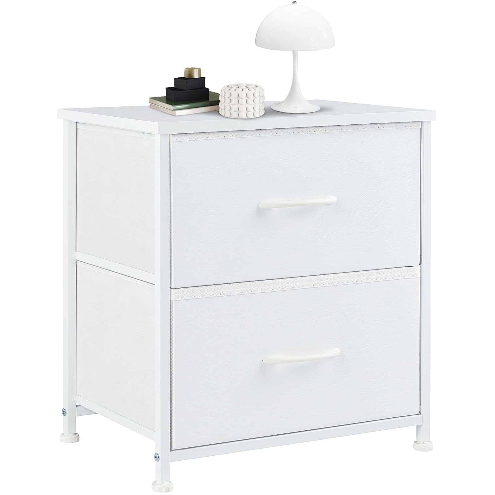 CONCETTA 2-Drawer Fabric Storage Dresser, Nightstand for Bedroom, Closet, Storage Furniture for Adults, White