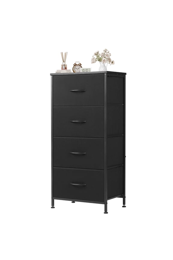 4-Drawer Fabric Dresser Storage Chest for Bedroom, Closet, Storage Furniture for Adults, Black