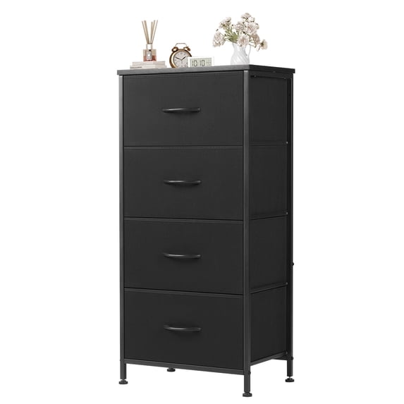 CONCETTA 4-Drawer Fabric Dresser Storage Chest for Bedroom, Closet, Storage Furniture for Adults, Black