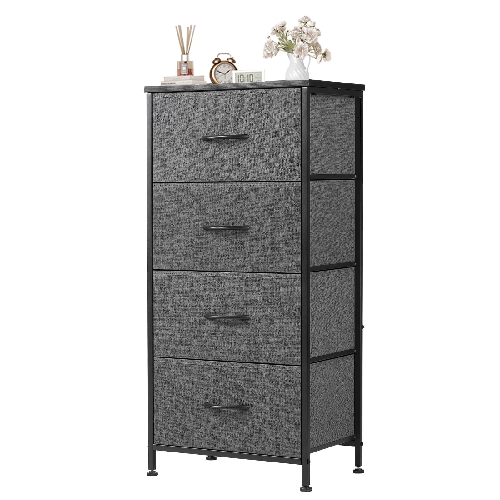 CONCETTA 4-Drawer Fabric Dresser Storage Chest for Bedroom, Closet, Storage Furniture for Adults, Gray
