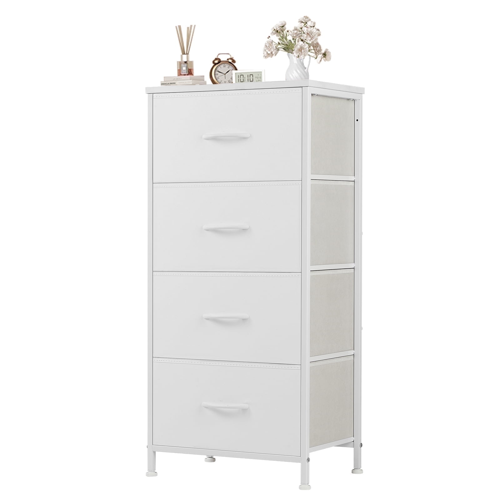 CONCETTA 4-Drawer Fabric Dresser Storage Chest for Bedroom, Closet, Storage Furniture for Adults, White