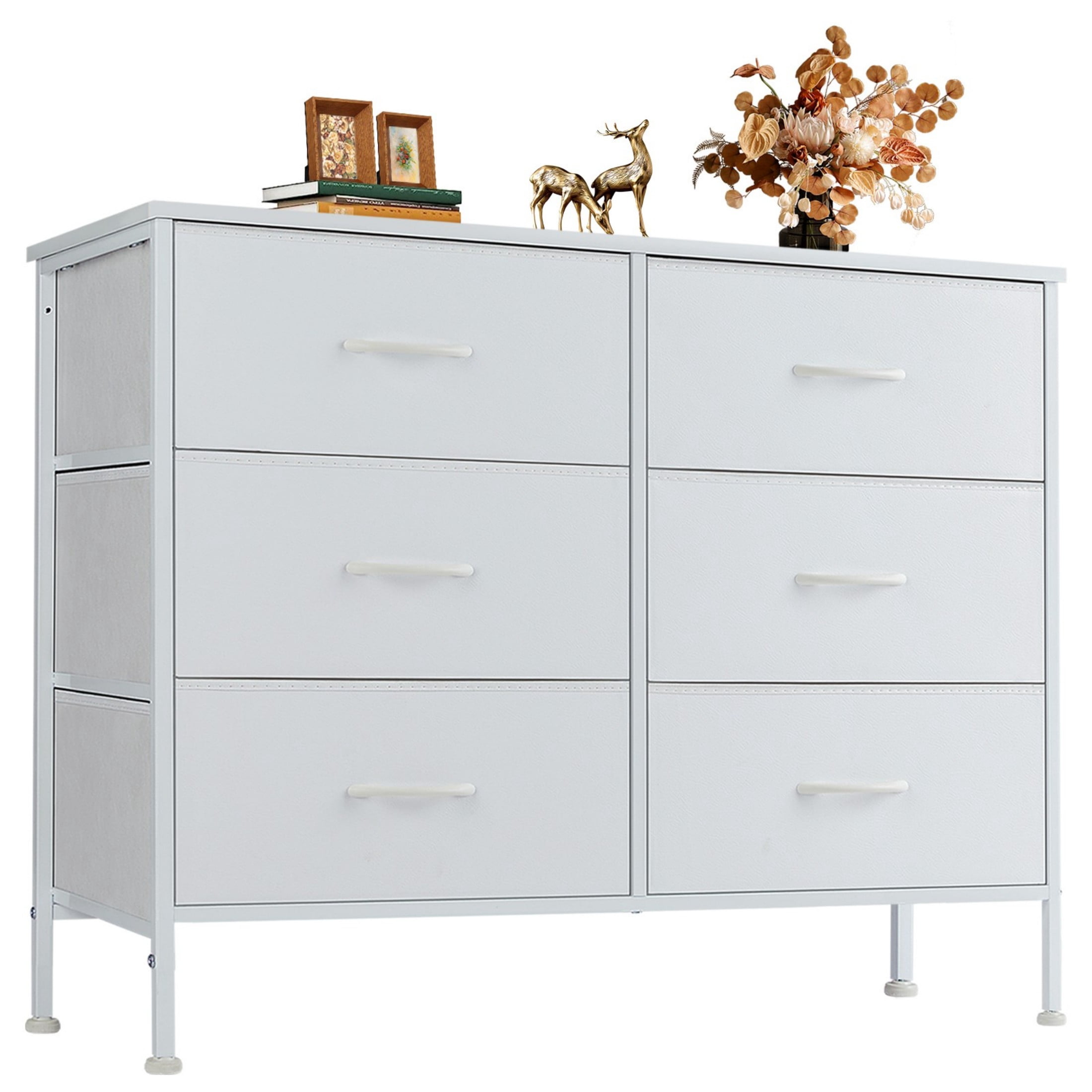 CONCETTA 6-Drawer Fabric Dresser Storage Chest for Bedroom, Closet, Storage Furniture for Adults, White