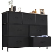 CONCETTA 7-Drawer Fabric Dresser Storage Chest for Bedroom, Closet, Storage Furniture for Adults, Black