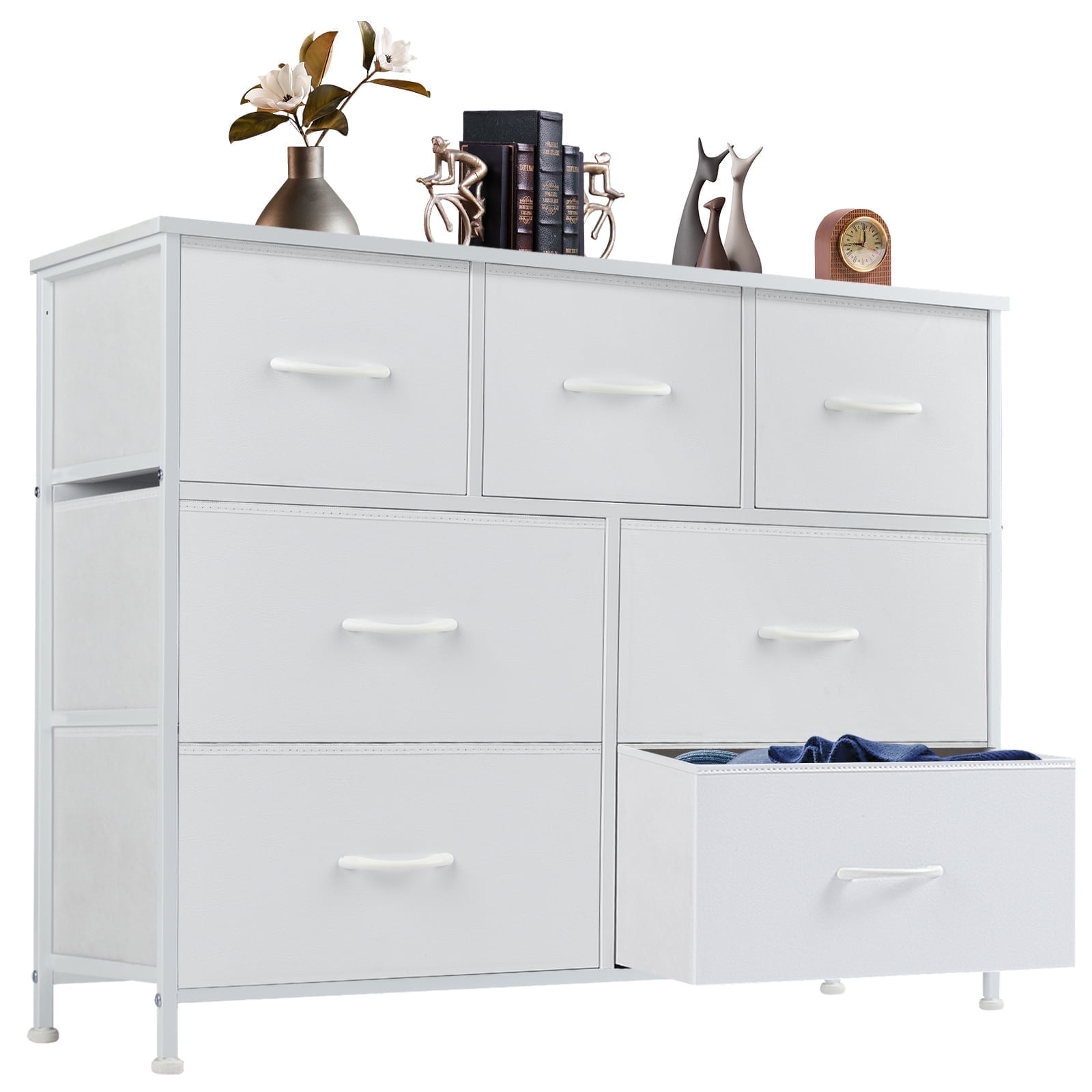 CONCETTA Dresser 7 Drawer Dresser Fabric Storage Drawer Dresser Chest of Drawers for Bedroom Closet Entryway Nursery Black