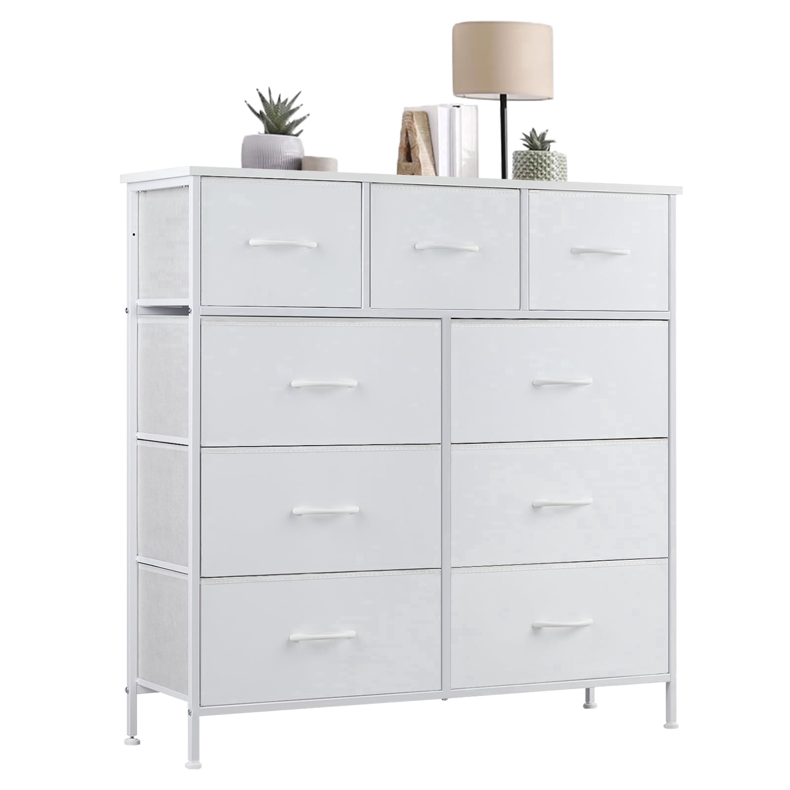 CONCETTA 9-Drawer Fabric Dresser Storage Chest for Bedroom, Closet, Storage Furniture for Adults, White