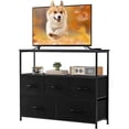 thumbnail image 1 of CONCETTA TV Stand Dresser with 5 Fabric Drawers and Open Shelving, Multi-functional Storage Unit Fits TV up to 45 inches for Bedroom Living Room Hallway, Black, 1 of 9