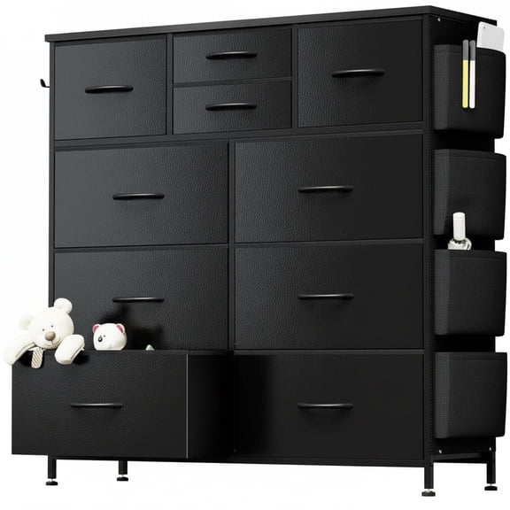 CONCETTA Dresser Storage with 10 Drawers,Storage Organizer for Closet, Wood Top for Bedroom, Living Room, Black
