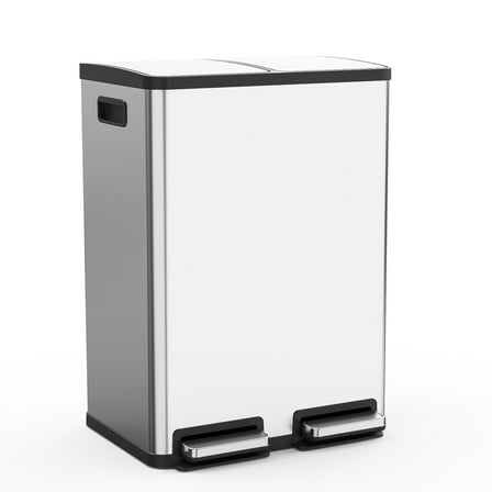 CONCETTA Dual Compartment Trash Can, Kitchen Garbage Can Recycling Bin with Soft-Close Foot Pedal and emovable Inner Buckets, Fingerprint-Resistant, 2 x 8 Gallon