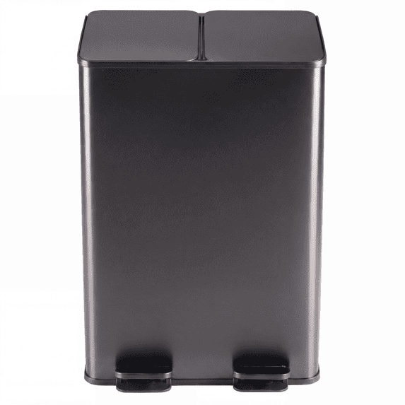 CONCETTA Dual Compartment Trash Can, Kitchen Garbage Can Recycling Bin with Soft-Close Foot Pedal and emovable Inner Buckets, Fingerprint-Resistant, 2 x 8 Gallon, Dark Gray