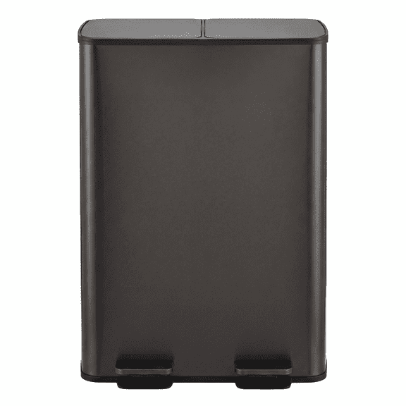 CONCETTA Dual Compartment Trash Can, Kitchen Garbage Can Recycling Bin with Soft-Close Foot Pedal and emovable Inner Buckets, Fingerprint-Resistant, 2 x 8 Gallon, Black