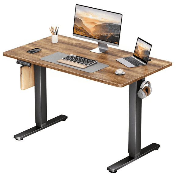 CONCETTA Electric Height Adjustable Desk, 48"x24" Ergonomic Sit Stand Workstation, One-Touch Lift Home Office Desk, Rust