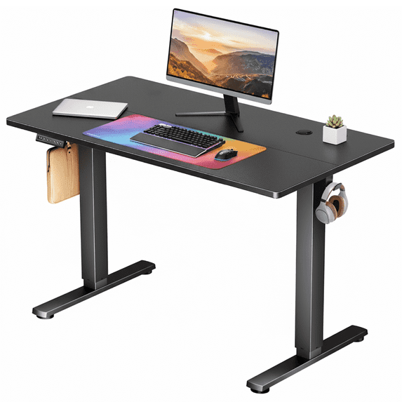 CONCETTA Electric Height Adjustable Desk, 48"x24" Ergonomic Sit Stand Workstation, One-Touch Lift Home Office Desk, Black