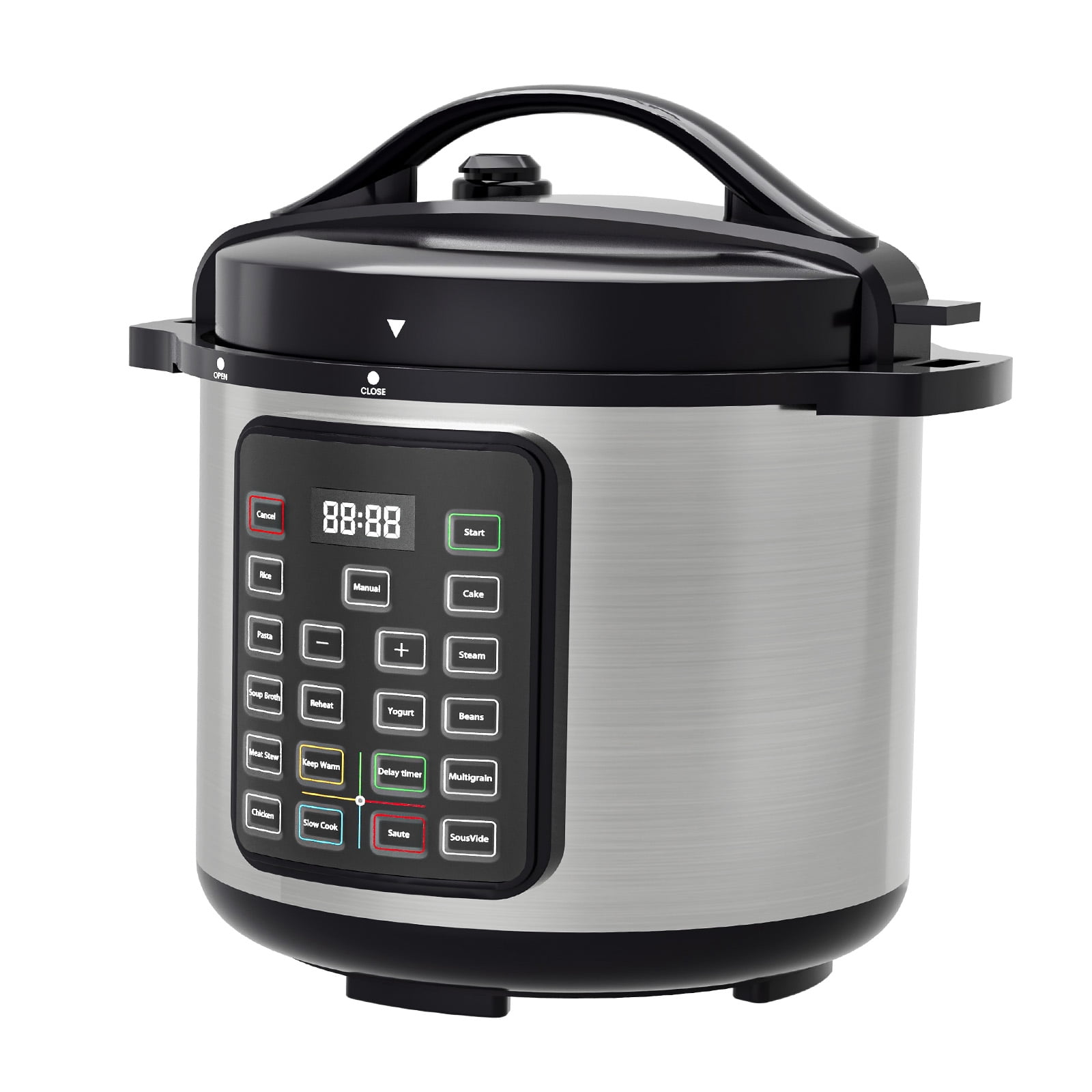 Edx 8-Quart 12-in-1 Multi-Functional Electric Pressure Cooker – Instant Cooker, Rice Cooker, Slow Cooker & More (Silver)