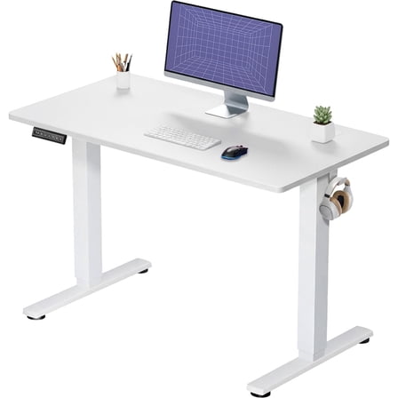 CONCETTA Electric Standing Desk, 40''x24'' Height Adjustable Desk, Home Office Desk with Electric Lift, Sit Stand Desk Workstation for Home Office, White