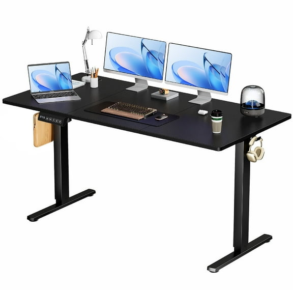 CONCETTA Adjustable Height Electric Sit Stand Up Down Computer Table, 63x24 Inch Ergonomic Rising Modern Lift Motorized Standing Desk, Black