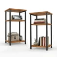 thumbnail image 1 of CONCETTA End Table with 3 Shelves, 2PC Narrow Nightstand for Small Spaces, Easy Assembly, Ideal for Living Room and Bedroom,Rust Brown, 1 of 9