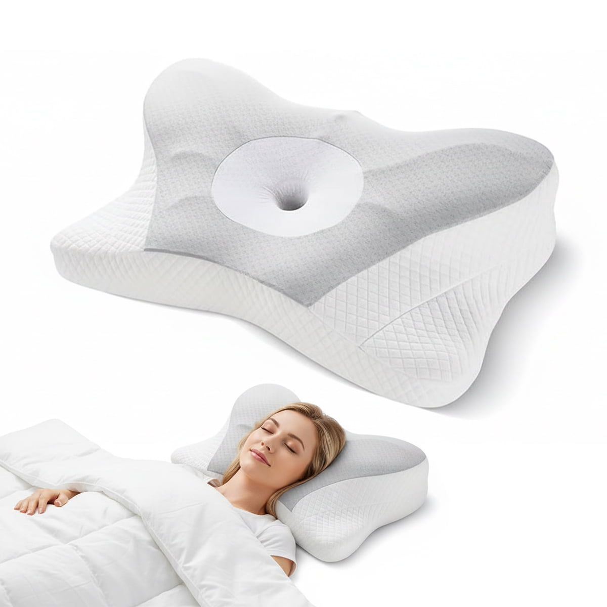 CONCETTA Ergonomic Cervical Pillow Orthopedic Cervical Pillow for Neck Pain Relief, Gray