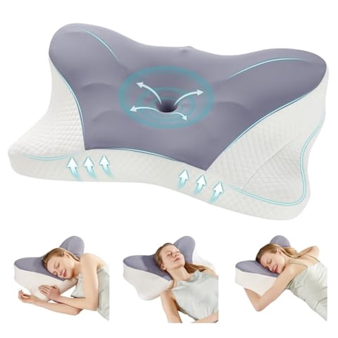 CONCETTA Ergonomic Cervical Pillow Orthopedic Cervical Pillow for Neck Pain Relief, King, Dark Gray