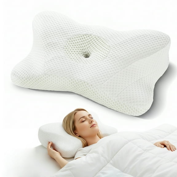 CONCETTA Ergonomic Cervical Pillow Orthopedic Cervical Pillow for Neck Pain Relief, King, White