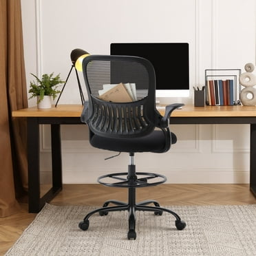 CONCETTA Ergonomic Drafting Chair for Standing Desk, Adjustable with Lumbar Support, Footrest & Rolling Base, Black