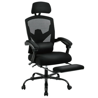 CONCETTA Ergonomic High Back Mesh Office Chair with Footrest and Armrests, Adjustable Lumbar Support, Headrest, and Reclining, Swivel Rolling Desk Chair for Home and Computer Tasks, Black
