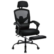 CONCETTA Ergonomic High Back Mesh Office Chair with Footrest and Armrests, Adjustable Lumbar Support, Headrest, and Reclining, Swivel Rolling Desk Chair for Home and Computer Tasks, Black