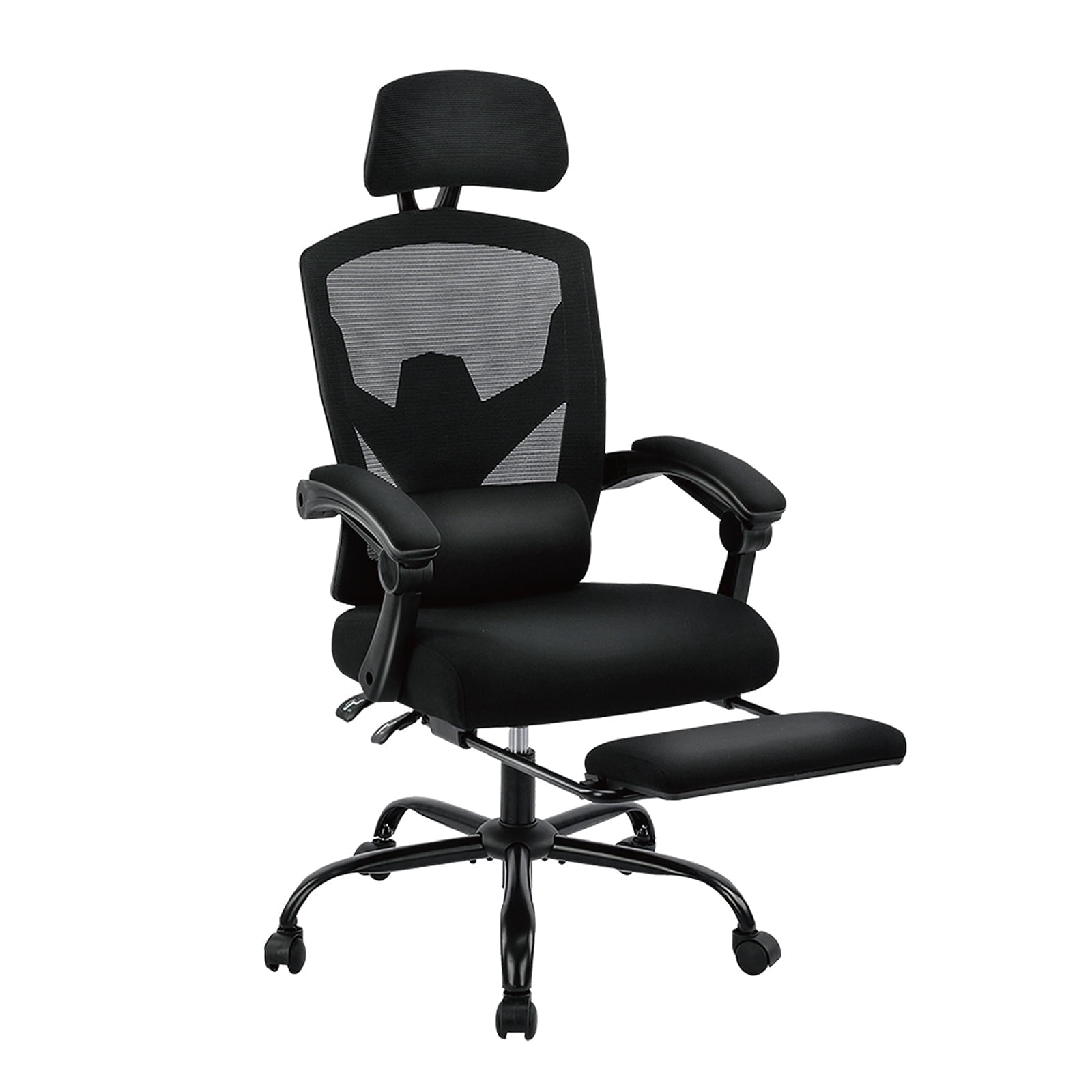CONCETTA Ergonomic Mesh Office Chair, High Back Swivel Chairs with Adjustable Lumbar Support, Headrest, Footrest, and Armrests, Black