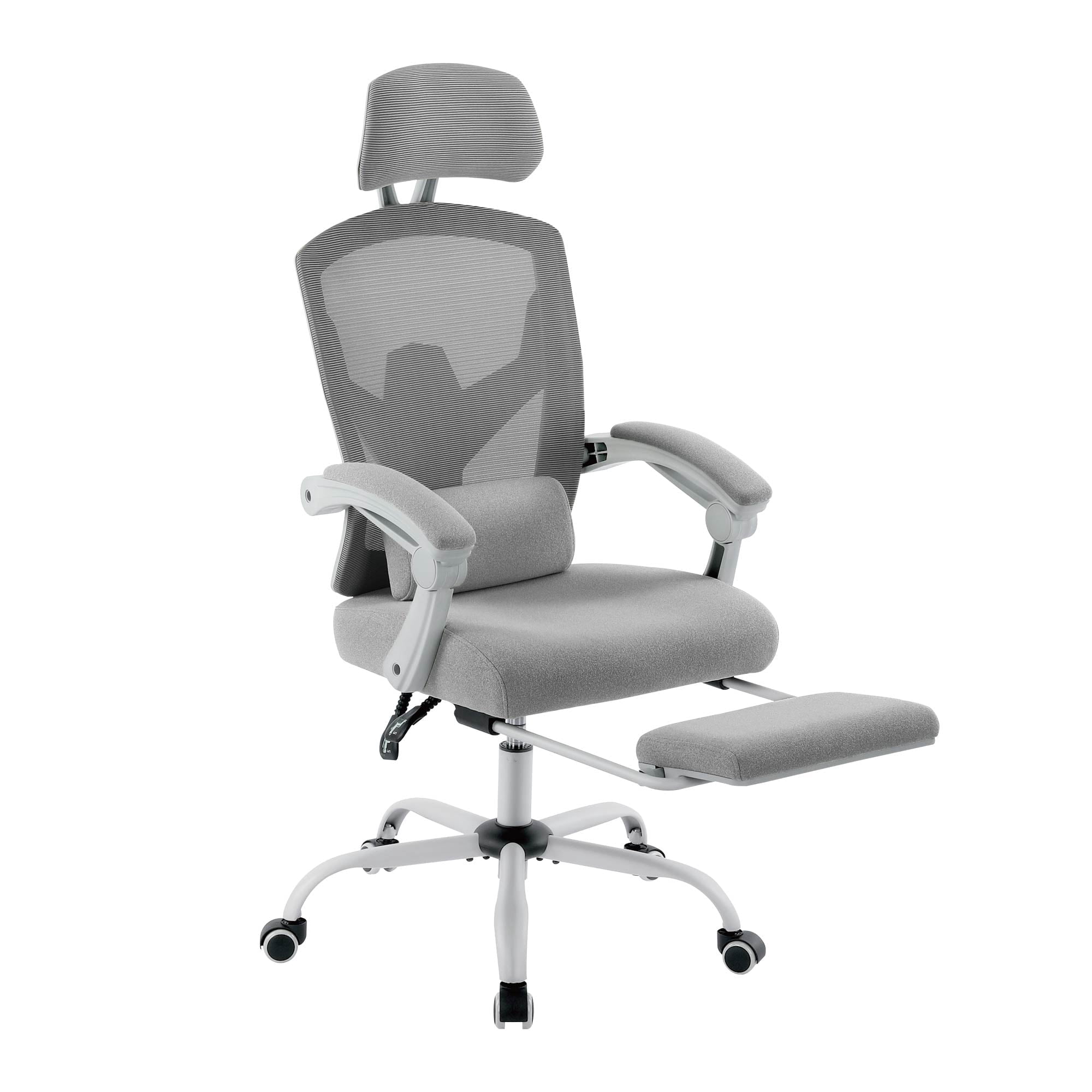CONCETTA Ergonomic Mesh Office Chair, High Back Swivel Chairs with Adjustable Lumbar Support, Headrest, Footrest, and Armrests, Grey