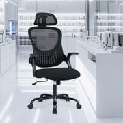 CONCETTA Ergonomic Office Chair, High Back Mesh Computer Swivel Chair with Adjustable Headrest, Deep Black
