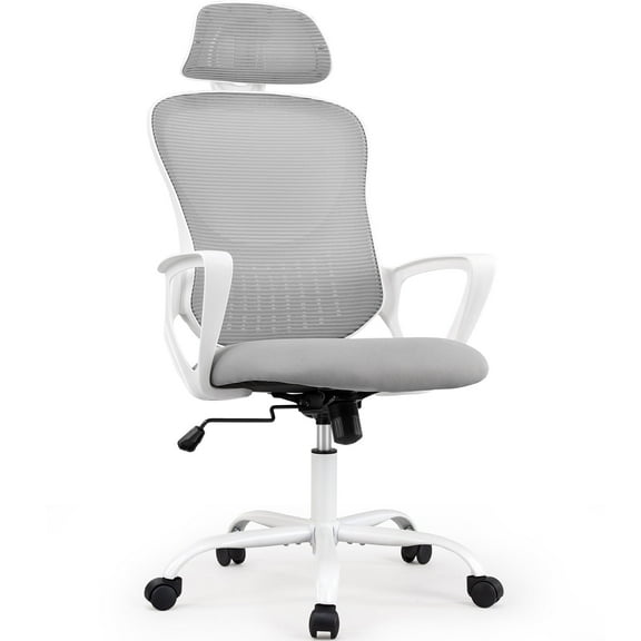 CONCETTA Ergonomic Office Chair, High Back Mesh Computer Swivel Chair with Adjustable Headrest, Gray