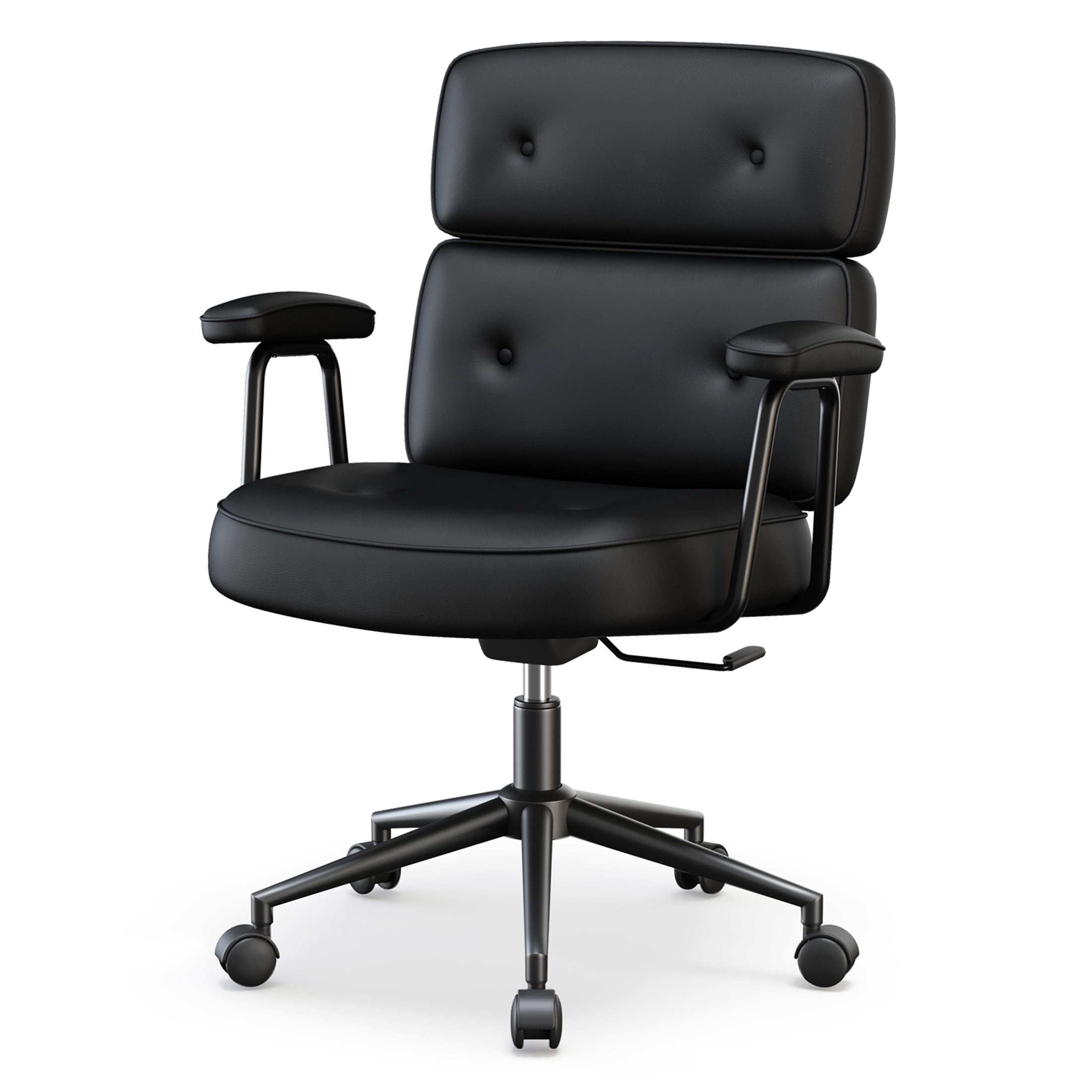 CONCETTA Ergonomic Office Chair, Soft PU Leather Adjustable Task Chair with Lumbar Support and 360° Swivel, Black Gray Green Pink