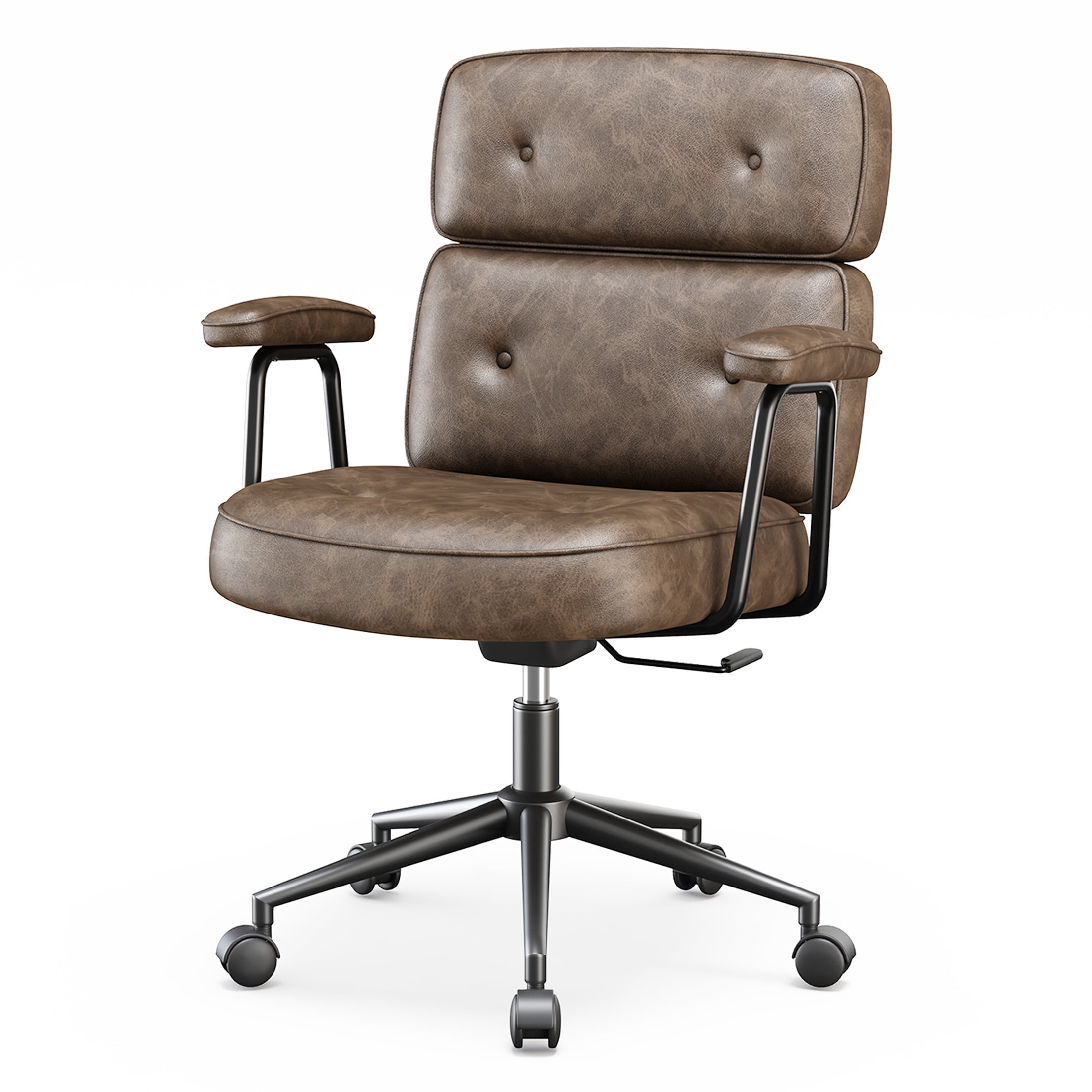 CONCETTA Ergonomic Office Chair, Soft PU Leather Adjustable Task Chair with Lumbar Support and 360° Swivel, Brown