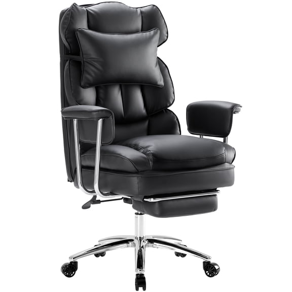 CONCETTA Executive Ergonomic Home Office Chair with Footrest & Lumbar Support, Big Tall High Back, PU Leather, Adjustable & Swivel, Black