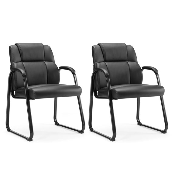 CONCETTA Executive Guest Chair 2 Pack, PU Leather Seating with Padded Armrests for Home Office
