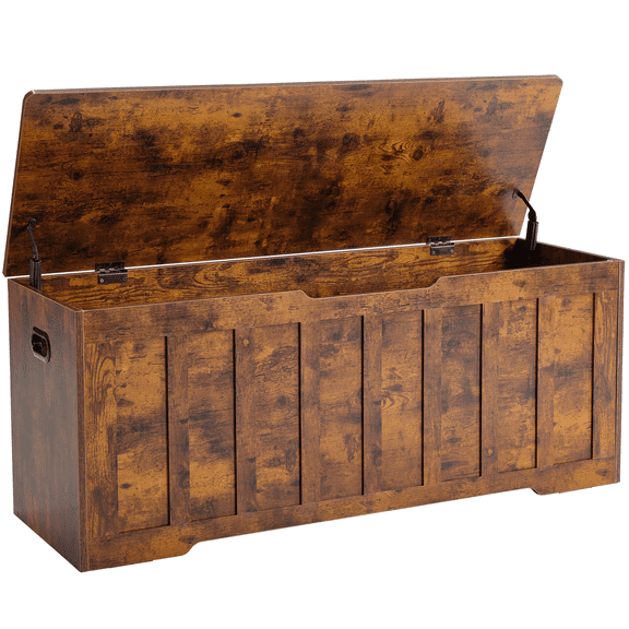 CONCETTA Extra Large Wooden Storage Bench & Chest with Safety Hinges, Shoe Bench and Entryway Storage, Rust