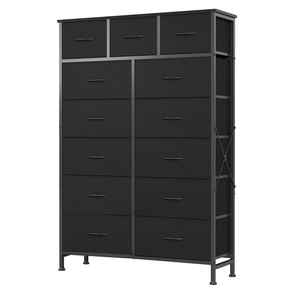 CONCETTA 13-Drawer Fabric Bin Dresser Tower with Steel Frame, Organizer for Bedroom, Living Room, Hallway, Office, Ideal for Teens & Adults, Black