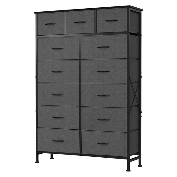CONCETTA 13-Drawer Fabric Bin Dresser Tower with Steel Frame, Organizer for Bedroom, Living Room, Hallway, Office, Ideal for Teens & Adults, Gray