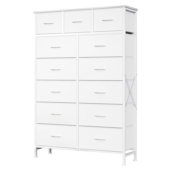 CONCETTA 13-Drawer Fabric Bin Dresser Tower with Steel Frame, Organizer for Bedroom, Living Room, Hallway, Office, Ideal for Teens & Adult, White