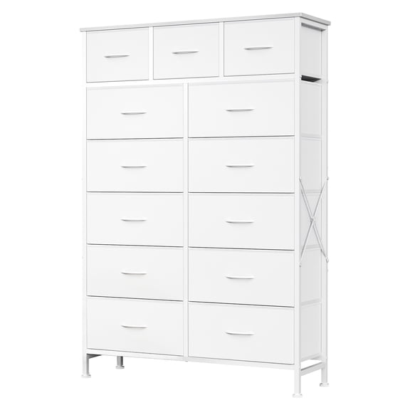 CONCETTA 13-Drawer Fabric Bin Dresser Tower with Steel Frame, Organizer for Bedroom, Living Room, Hallway, Office, Ideal for Teens & Adult, White