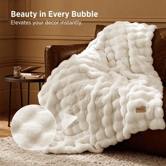 Pelt Throwing CONCETTA Fluffy Bubble Faux Fur Throw Blanket, 60