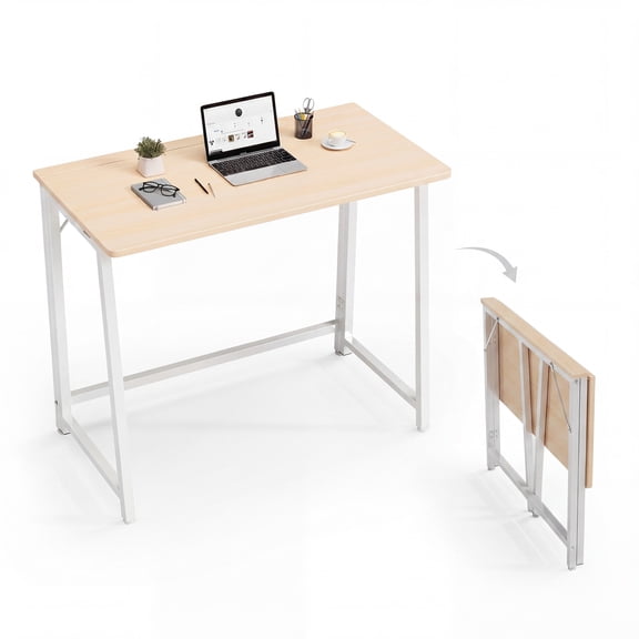 CONCETTA Lightweight Folding Desk 31.5", Space Saving Workstation, Portable Computer Table for Small Home Office & RV, Easy Set Up, Oak