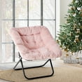 thumbnail image 1 of CONCETTA Folding Saucer Chair, Square X-Large Faux Fur Comfy for Lounge, Bedroom, Adults, Pink, 1 of 7
