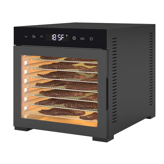 CONCETTA 8-Tray Food Dehydrator Machine, Digital Timer & Adjustable Temp Control, 8.2 ft² Drying Space, Quiet Operation, Stainless Steel Trays, Black