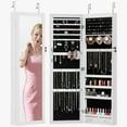 thumbnail image 1 of CONCETTA Full-Length Mirror Jewelry Cabinet with 6 Auto LED Lights, 47.2"x14.2" White Modern Armoire for Adults, Wall/Door Mountable Organizer, 1 of 8